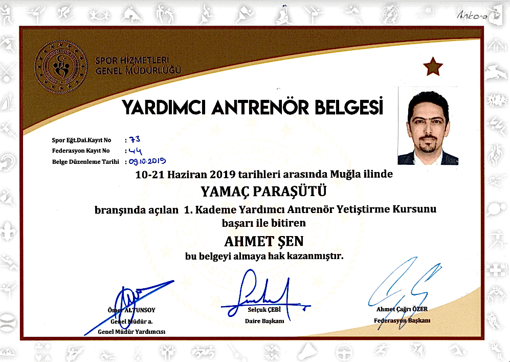 Yamaç Paraşütü Antrenör Belgesi